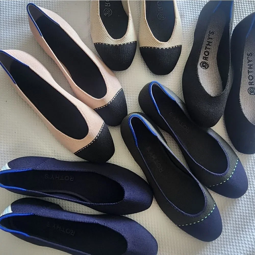 Rothy's Black and soft pink Flats with Elegant Two-Tone Design